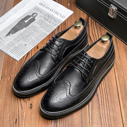 Leather - Stylish Derby Lace-Up Men's Shoes Brogue White