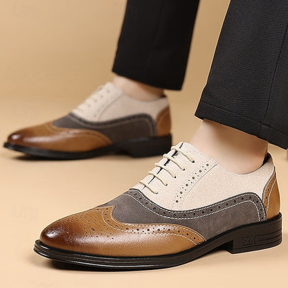 Gray and Brown Shoes Oxford Men's Classic Brogue