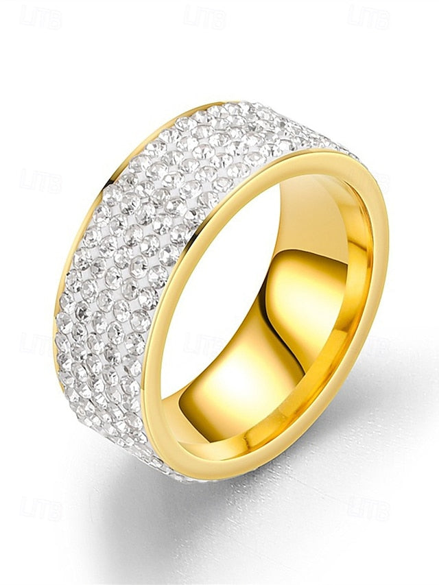 Rings Full Band Wide Men's with Rhinestone Pave