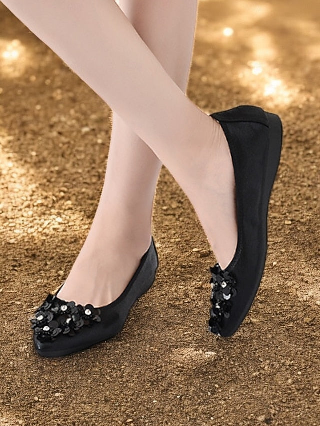 Foldable Women's Floral Embellished Comfortable – Flats