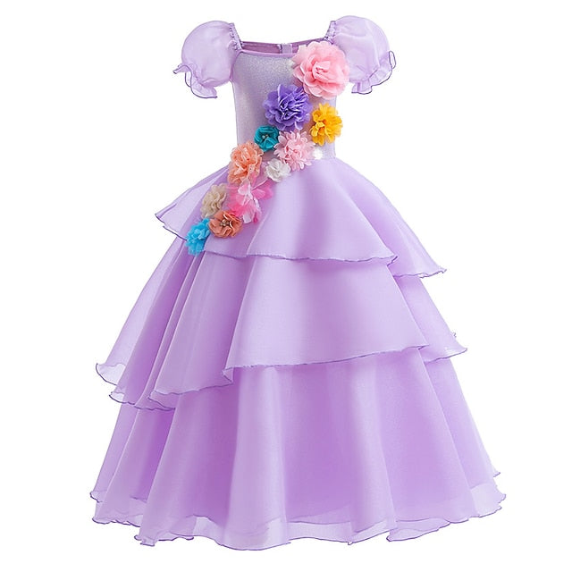 Fairytale Dress Princess Girl Encanto Madrigal Isabela Flower