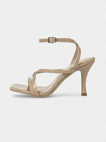 Elegant Women's Nude Strap Strappy Heels with Ankle -
