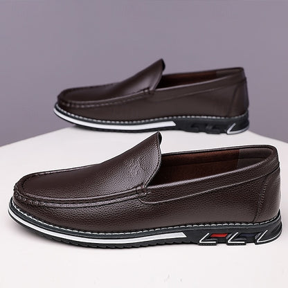 Men's Blue Faux Leather Slip-On Loafers with Durable Sole
