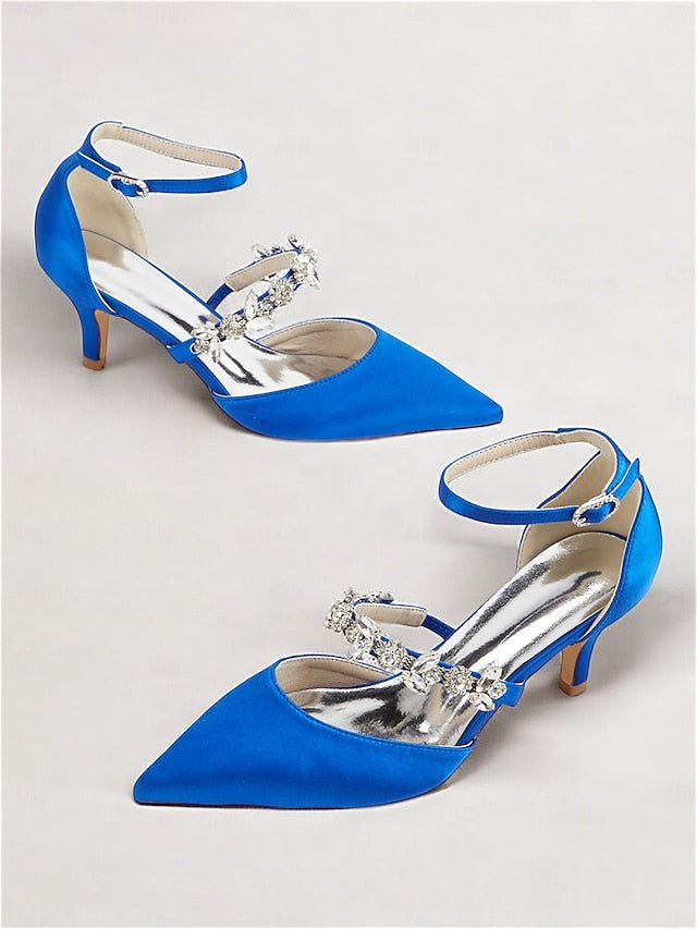Black Heels Women's Embellishments - Satin with Rhinestone