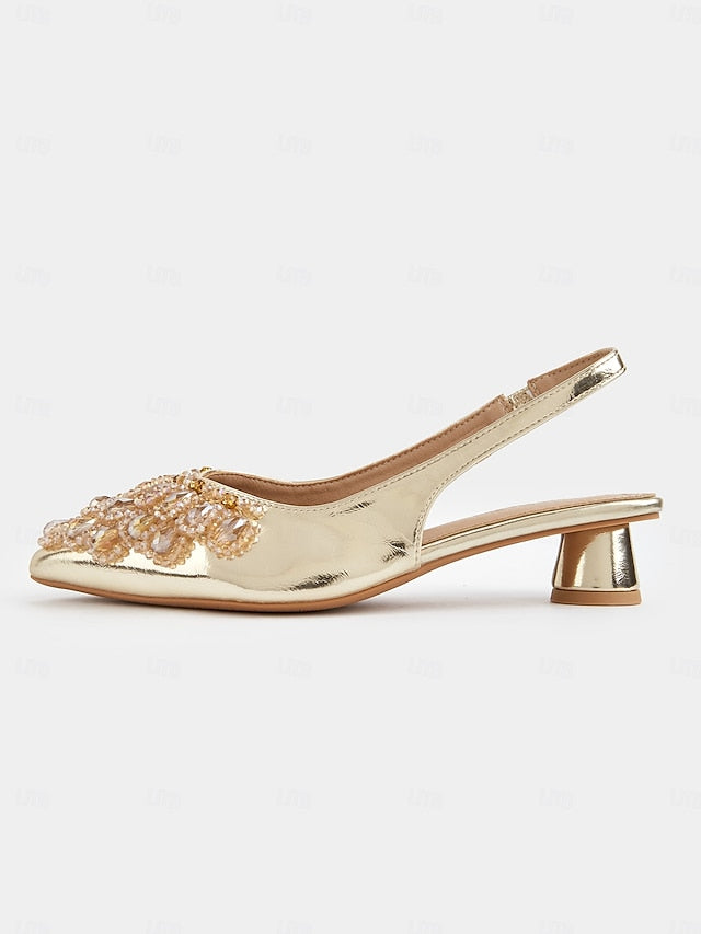 Shoes Women with Ivory for Wedding - Slingback Detail Beaded