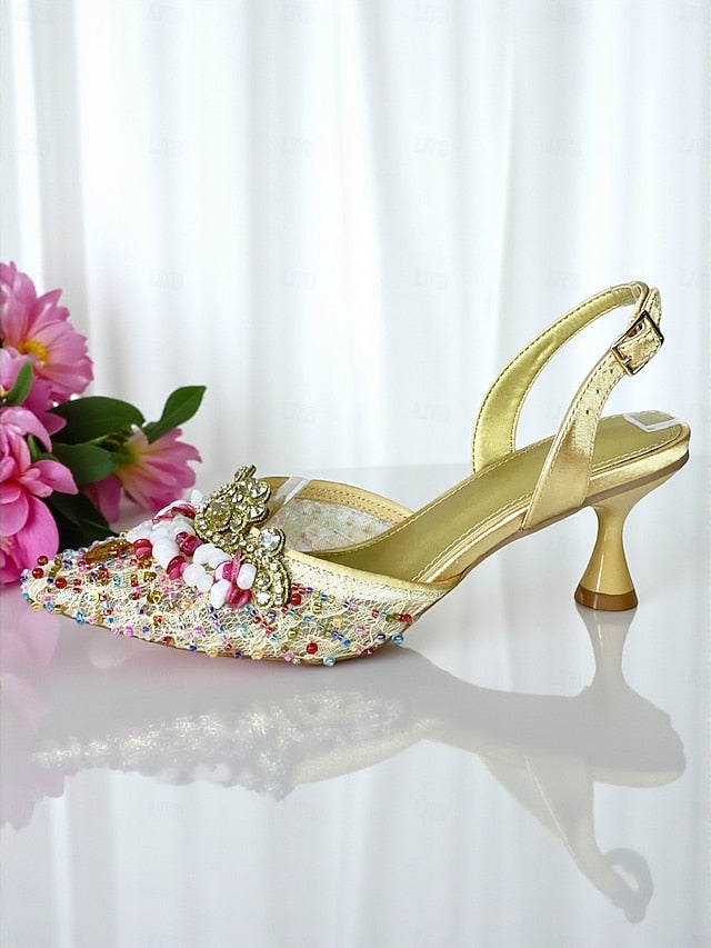 Heel Shoes and Women's Bag Clutch Rhinestone Set Green -