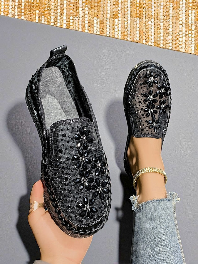 Slip-On Mesh Sneakers Rhinestone with Embellished Women's