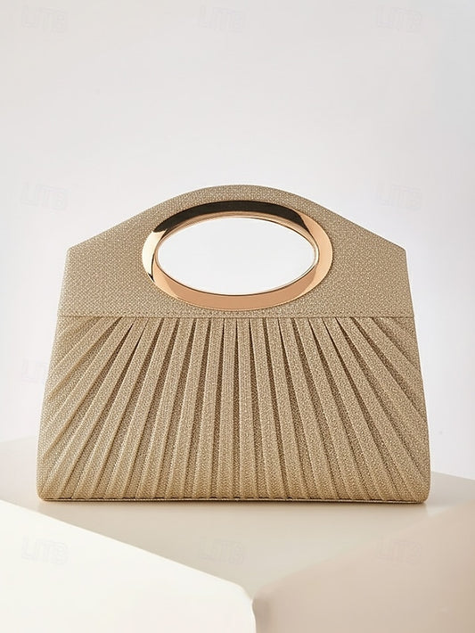 Gold Handle Women's Glitter with Evening Clutch Bag