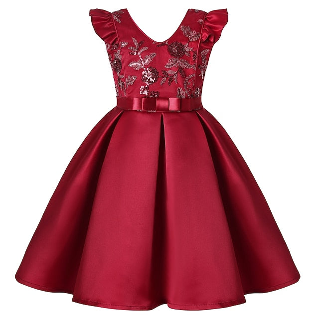 Kids Dress Sleeveless Formal Color Girls' Party Solid