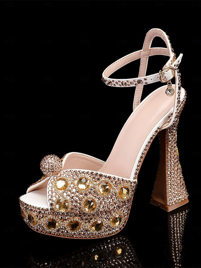 with Sandals Platform Crystal-Embellished Women's Glamorous