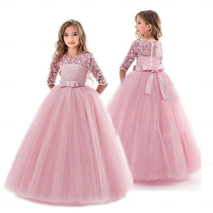 Girls' Dress Solid Flower Kids Colored Girl Wedding