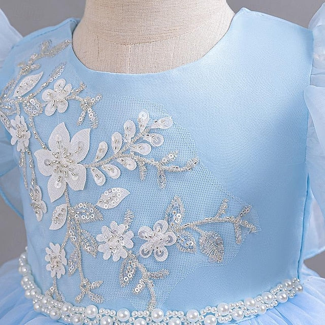 Sequin Wedding Girls' Kids Dress Sleeveless Floral Party