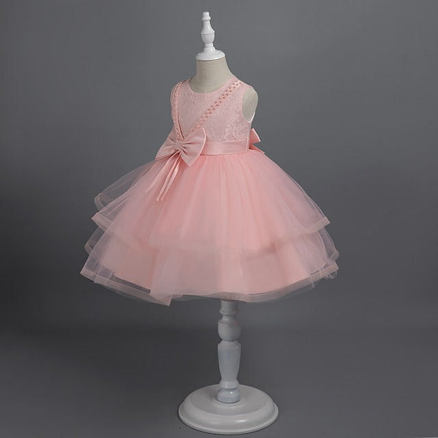 Party Color Toddler Solid Girls' Dress Sleeveless