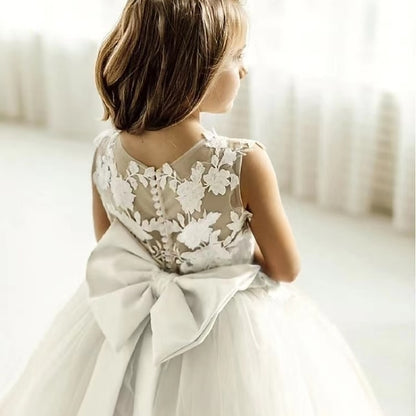 Kids Party Girls' Flower Dress Girl Color Solid