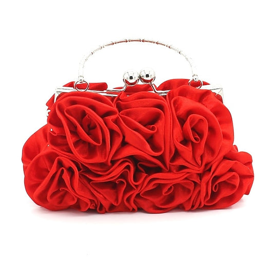 Rose Bag Elegant Vintage Design Evening Red Clutch – Floral