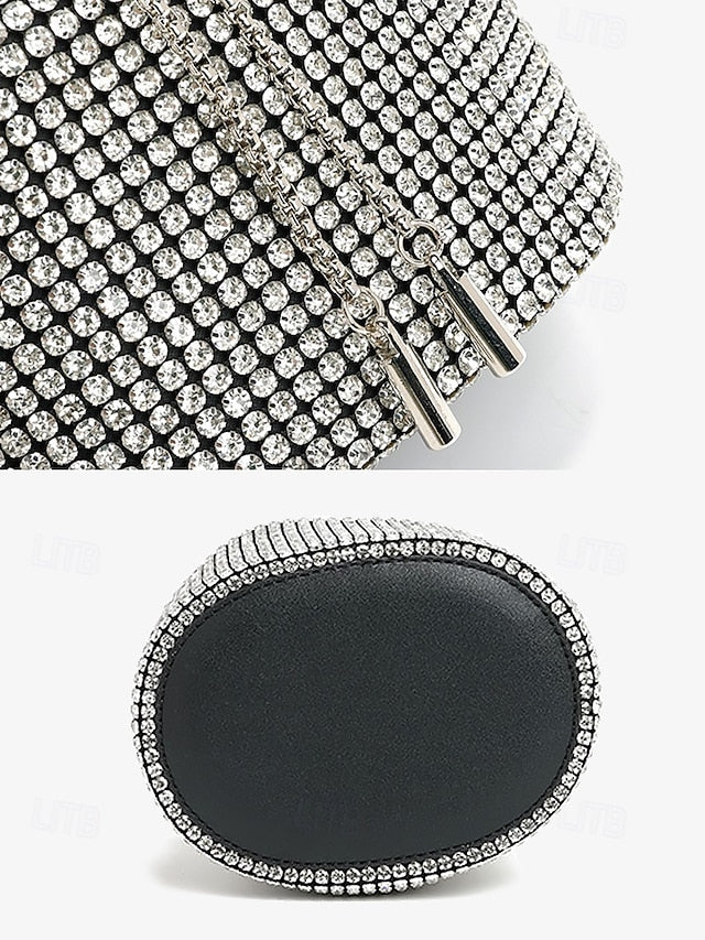 with Silver Sparkling Bucket Women's Metal Rhinestone Bag