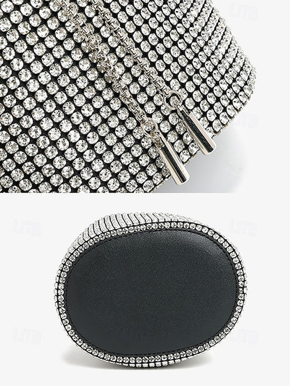 with Silver Sparkling Bucket Women's Metal Rhinestone Bag