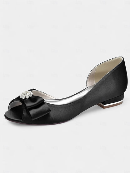 a in luxurious satin crafted Elegant with flats sparkling