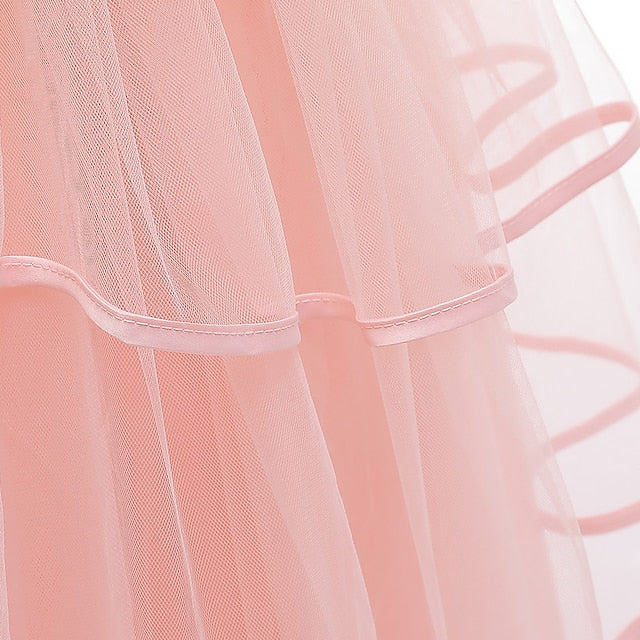 Sleeveless Color Kids Party Girls' Solid Dress