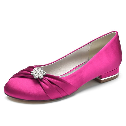 with Satin Light Flats Women's Wedding Rhinestone Blue