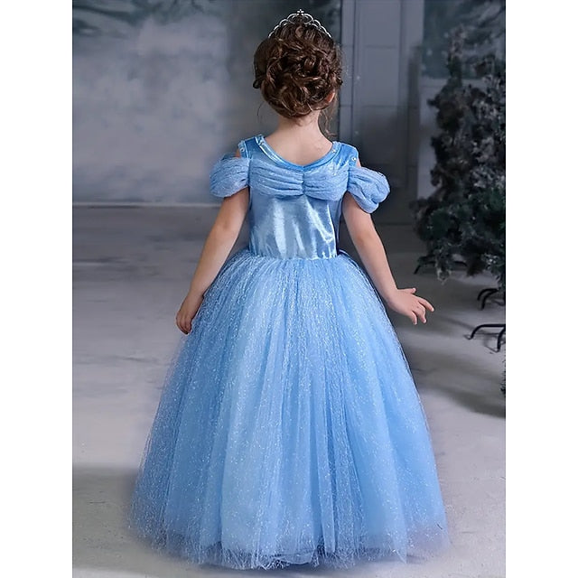 Girl Frozen Princess Flower Elsa Tulle Dress Party Theme Costume