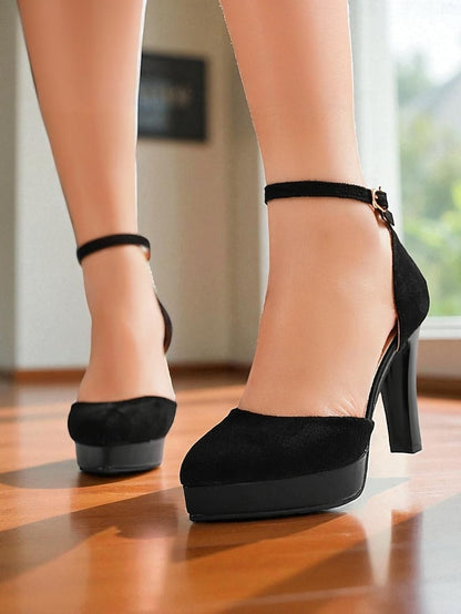 Heel Suede Women's Strap Ankle High Platform Burgundy 1950s