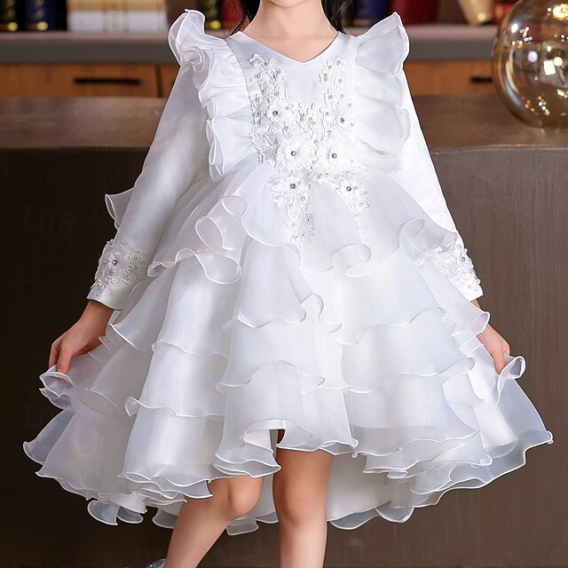 Kids Wedding Long Dress Special Flower Girls' Party Sleeve