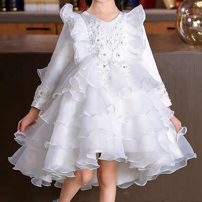 Kids Wedding Long Dress Special Flower Girls' Party Sleeve