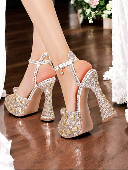 Crystal-Embellished Platform Sandals with Women's Glamorous