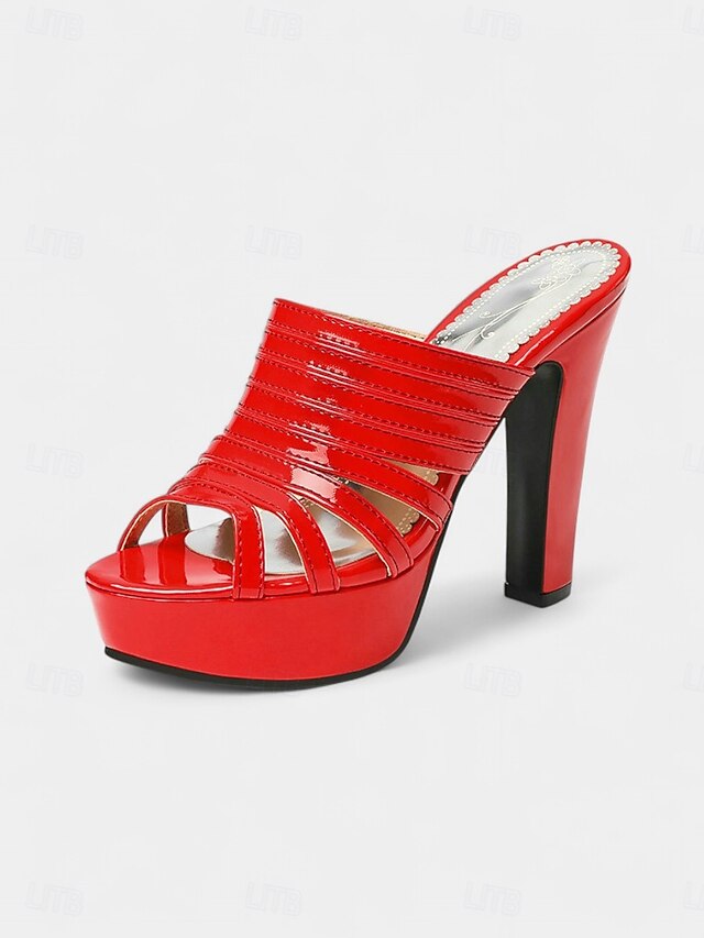 White Open-Toe Mule Women's Strappy Heels - Platform