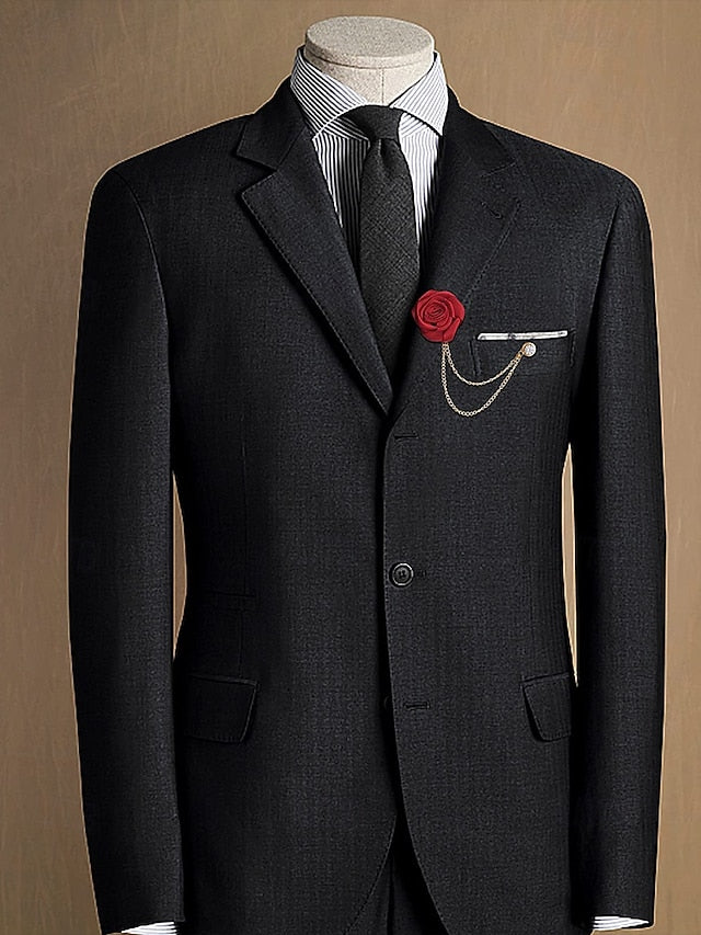 Lapel Rose – with Pin Chain Red Men's Elegant Gold