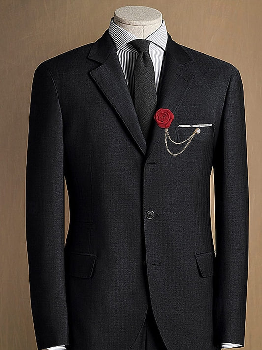 Lapel Rose – with Pin Chain Red Men's Elegant Gold