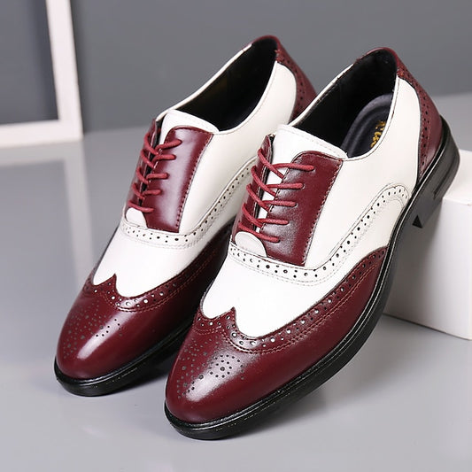 and White Oxford Shoes Wingtip Burgundy Brogue Men's