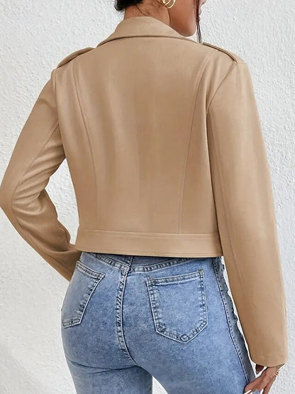 Faux Jacket Zipper Pocket Comfortable Women's Leather