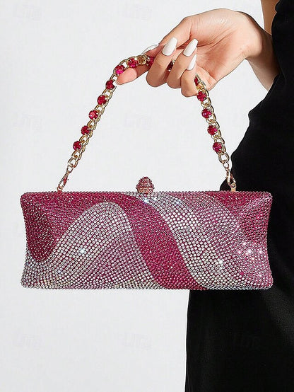 Clutch Crystal Bag Evening with Women's Strap Chain