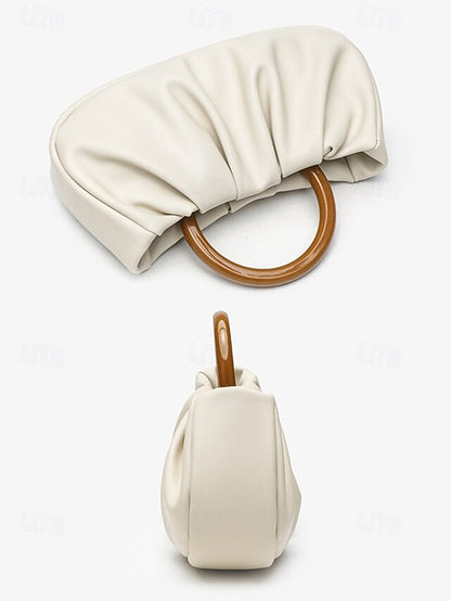 Leather Bag Women's Acrylic with Tote Clutch Pleated Faux