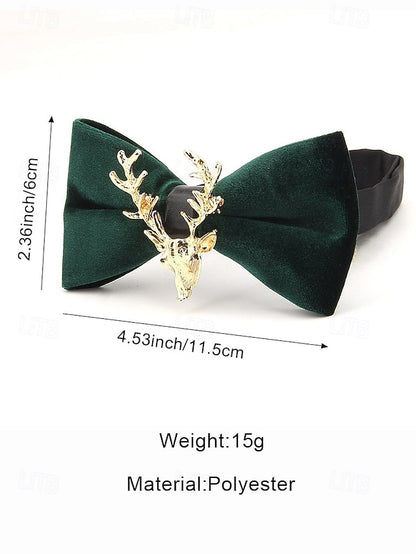 Bow with Velvet Pin Men's Deer Tie Gold Head