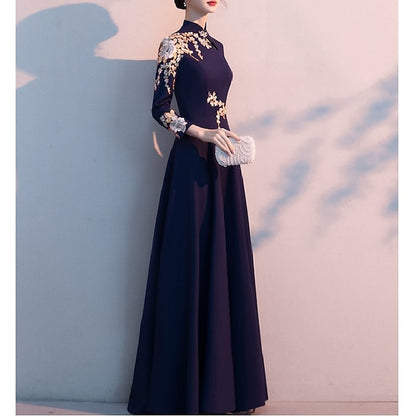Bride Dress the of Mother A-Line Simple Elegant Floor High Neck