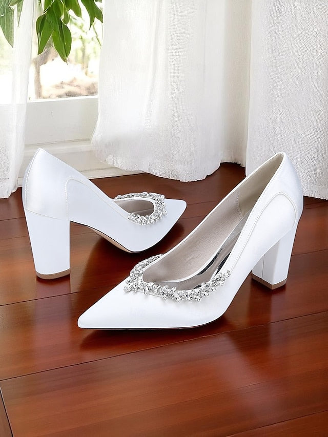 Pumps Pink Wedding Women's Block Heel Satin