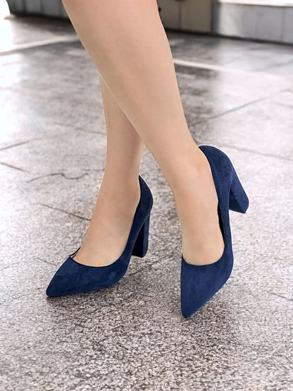 Classic Toe High Suede Heels Pointed | Heel Women's Block