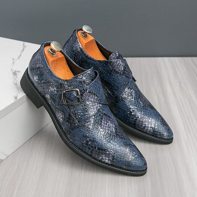 Snake Brown Strap Print Formal Classic Shoes Men – Monk for