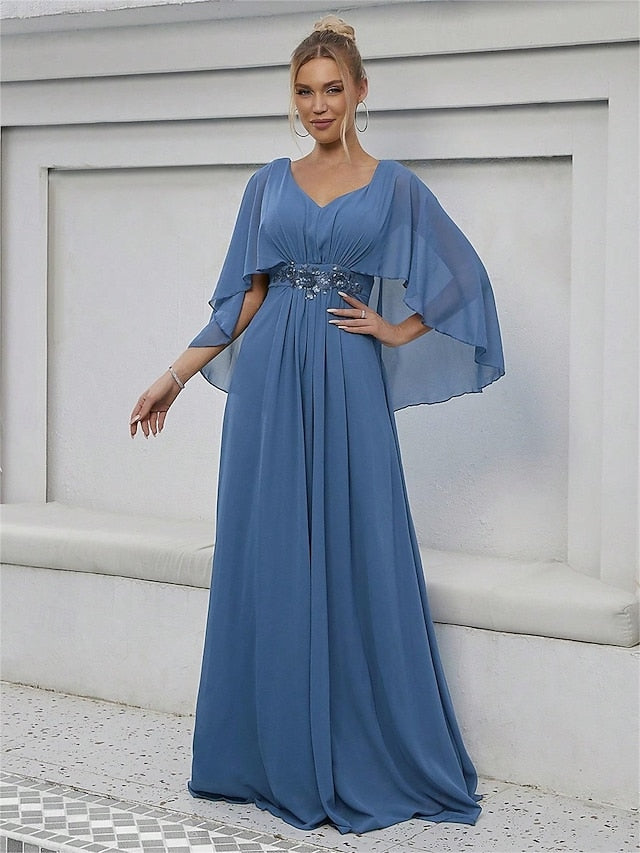 Mother Bride V the Dress Elegant Floor Party Neck of