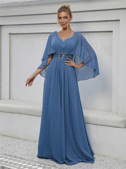 Mother Bride V the Dress Elegant Floor Party Neck of