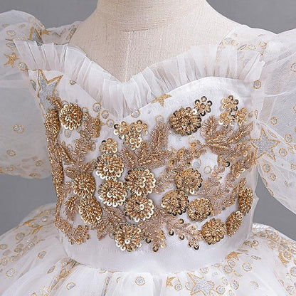 Dress Flower Girl Floral Girls' Sequin Party Kids