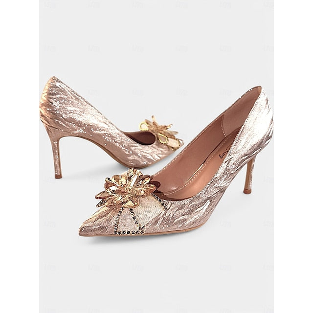 Heels Sparkling Silver – Wedding Shoes Women High for Glitter