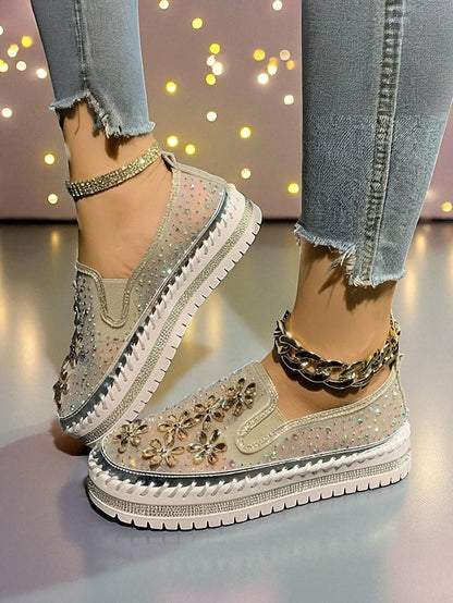 Slip-On Mesh Sneakers Rhinestone with Embellished Women's