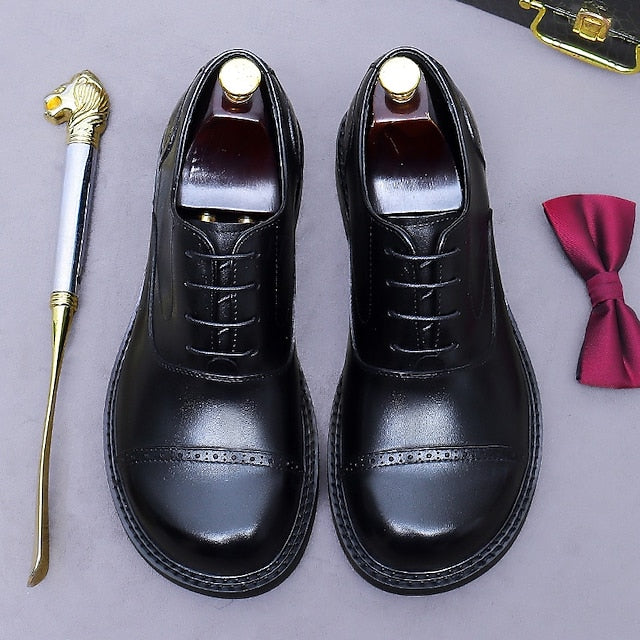 Cap Men's Leather Shoes- Toe First Genuine Oxford