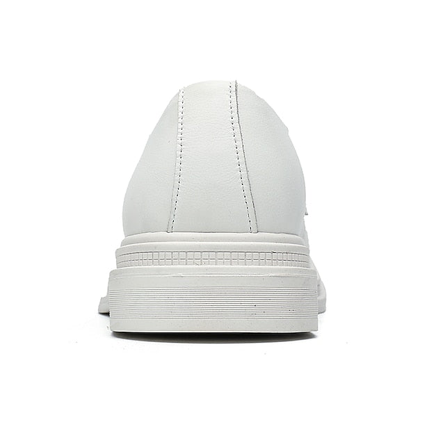 Faux Shoes Men's Perforated Oxford White Leather with