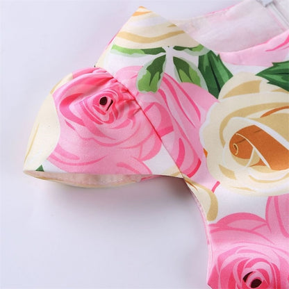 Kids Dress Floral Girls' Sleeve Short Party Flower