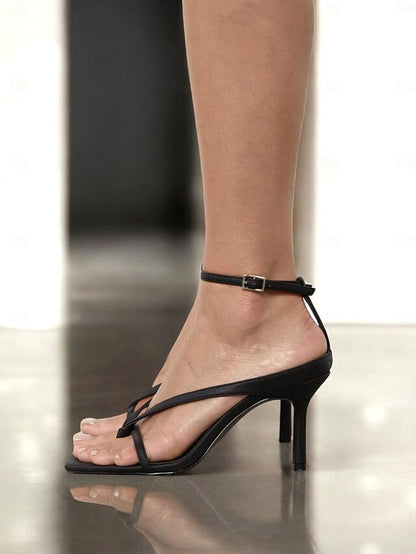 Stiletto Strappy – White Sandals Women's Elegant